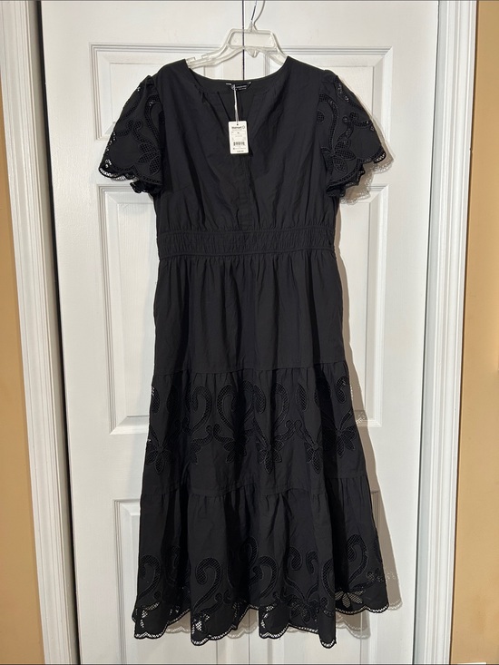 PrettyGarden Dresses & Skirts - NWT PrettyGarden Black Eyelet Midi Dress Size XL Short Sleeves